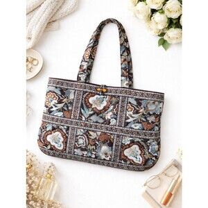 Vera Bradley 2006 Java Blue Toggle Tote Bag Retired Quilted Floral Shoulder Bag